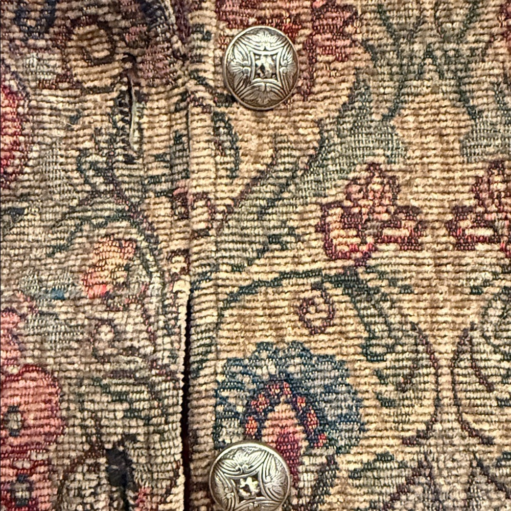 Vintage Tapestry Jacket Paisley Floral Gobelin Button Front M - Picture 4 of 4